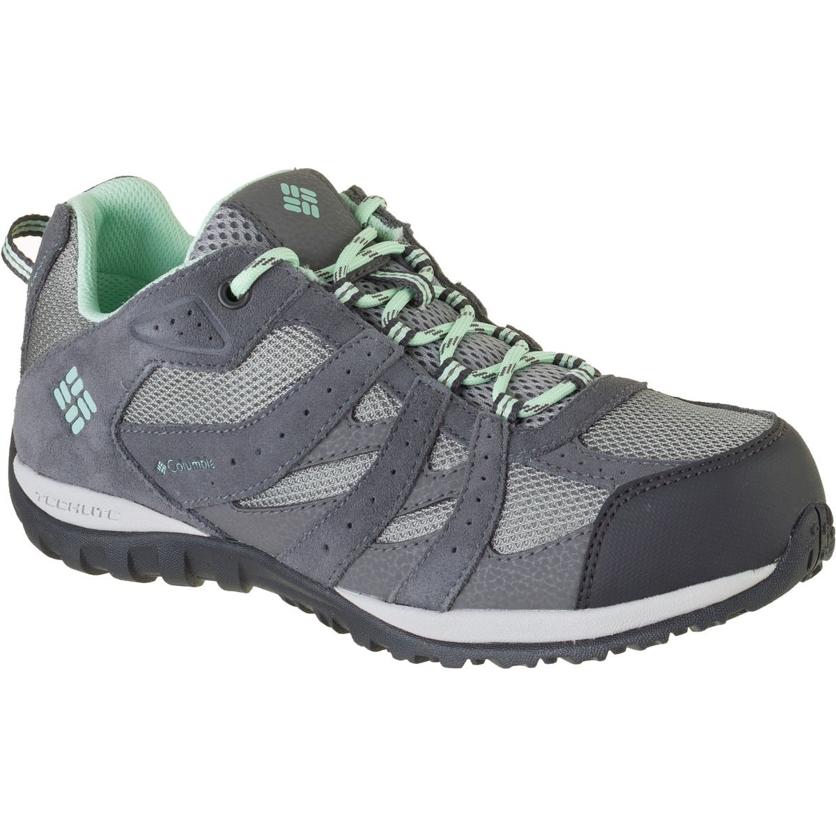 Image of Columbia Redmond Waterproof Hiking Shoe - Girls' Monument/Sea Ice, 5.0