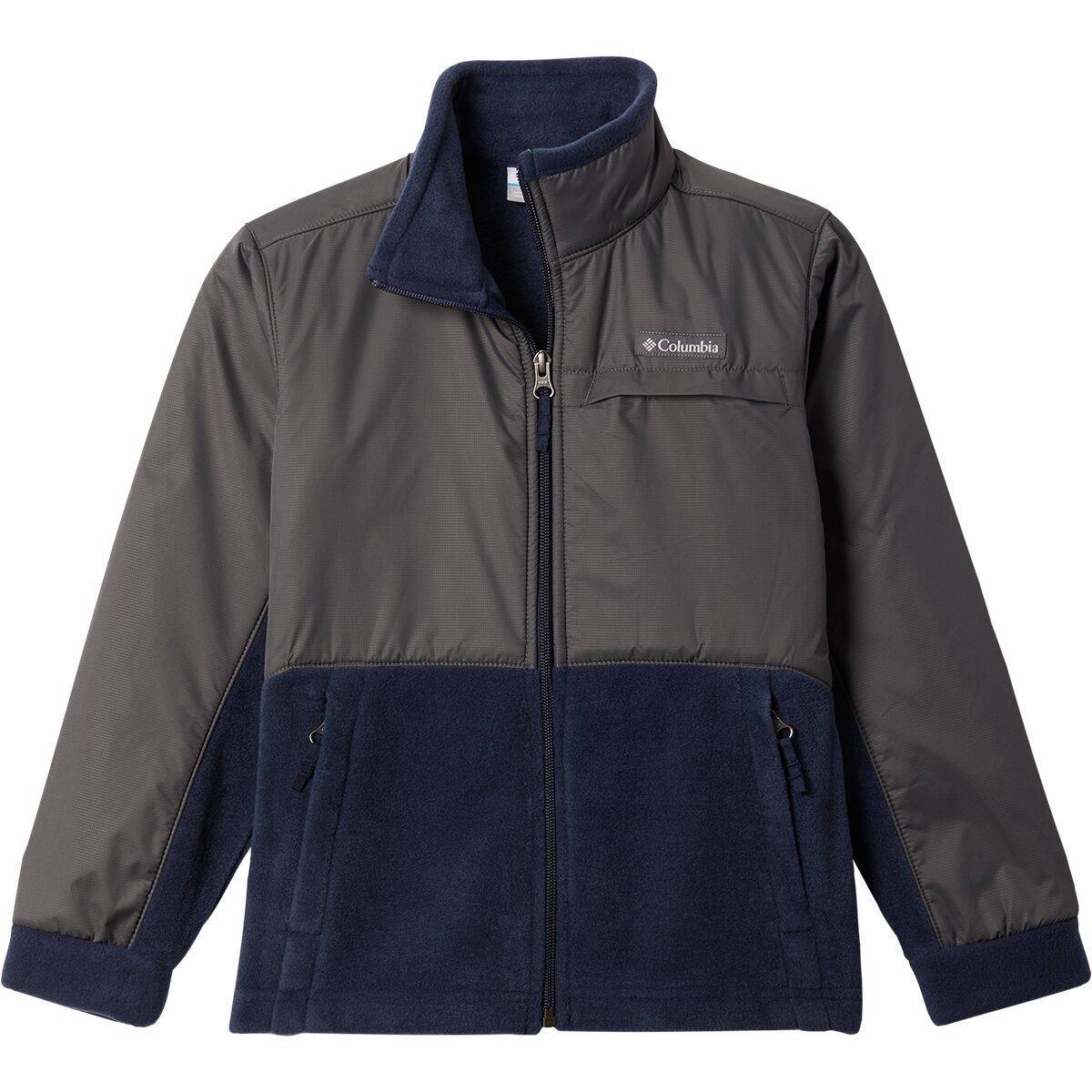 Image of Columbia Steens Mt Overlay Fleece Jacket - Boys' Collegiate Navy/Grill, S