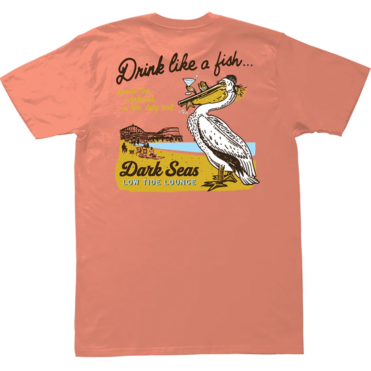 Dark Seas Deep End T-Shirt - Men's Coral, M