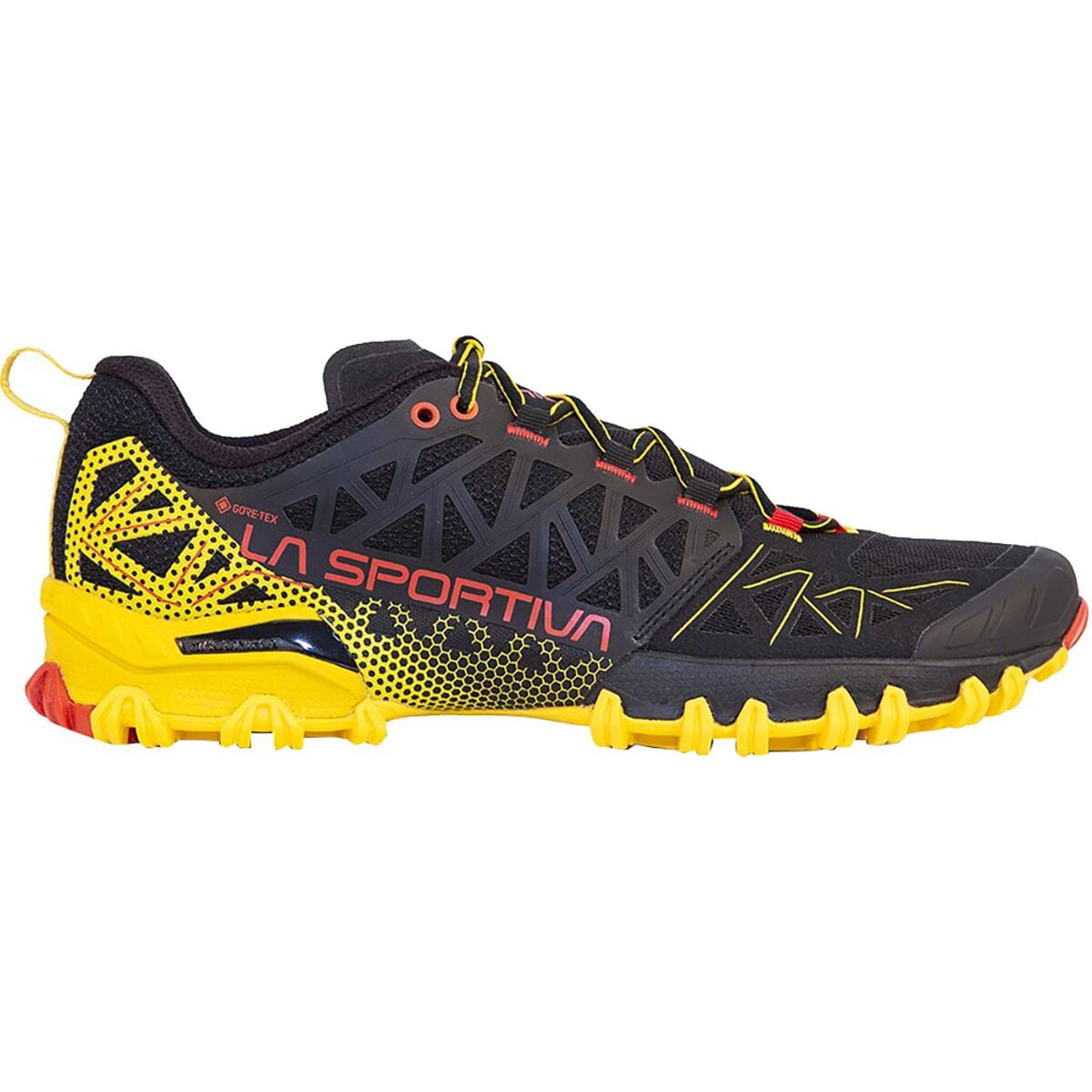 Image of La Sportiva Bushido II GTX Trail Running Shoe - Men's Black/Yellow, 42.5