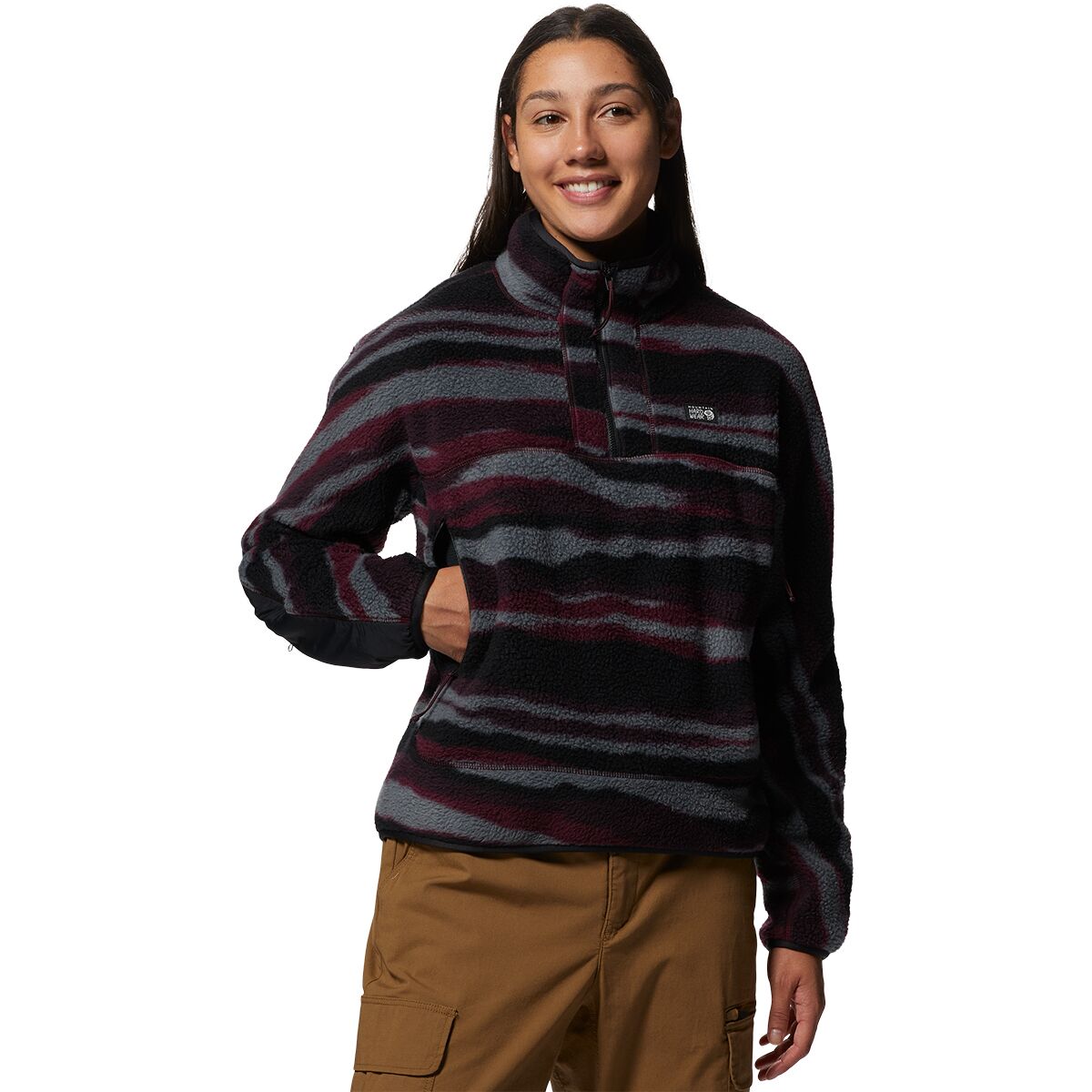 Image of Mountain Hardwear HiCamp Fleece Pullover - Women's Cocoa Red Landscape Print, XS