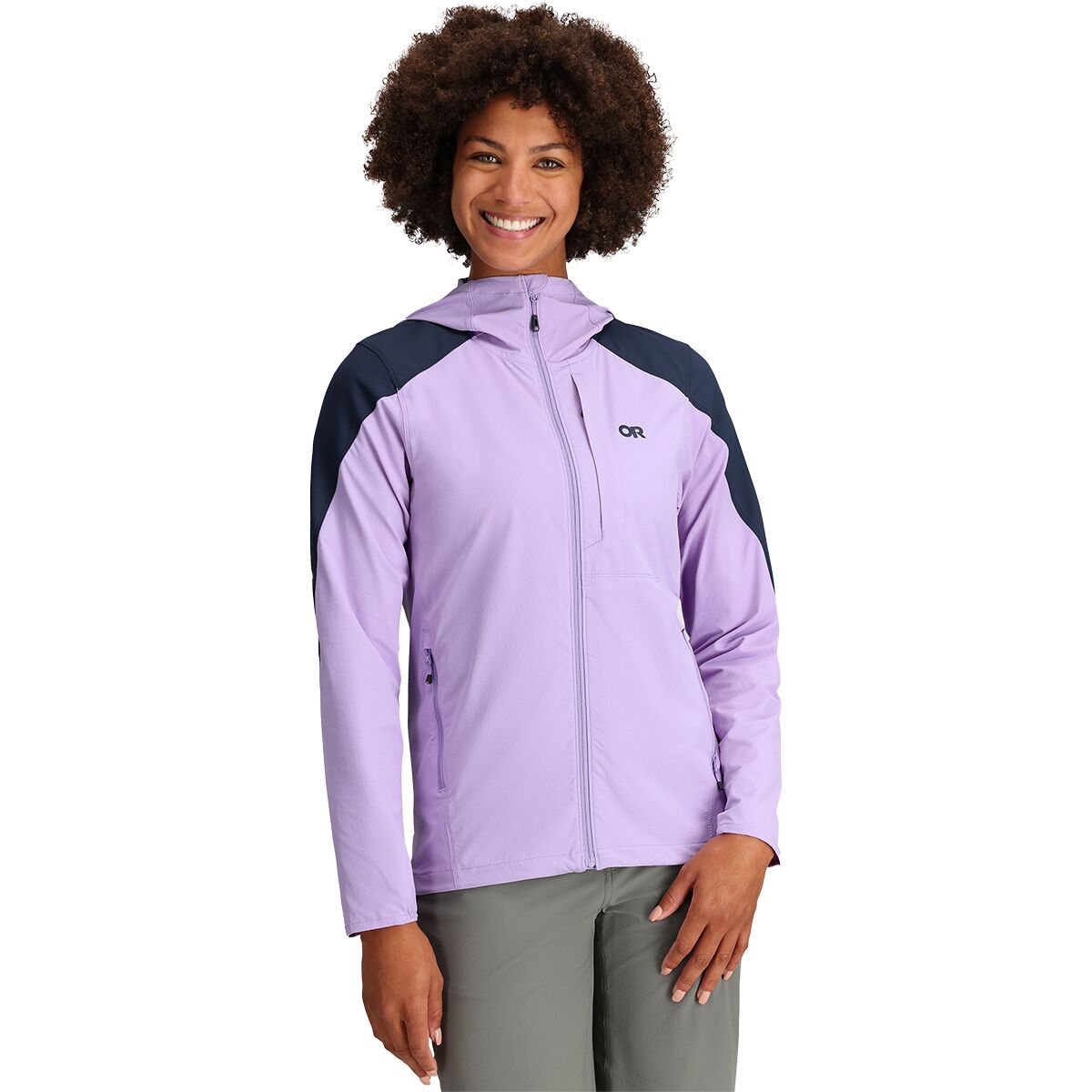 Image of Outdoor Research Ferrosi Hooded Jacket - Women's Lavender/Naval Blue, L