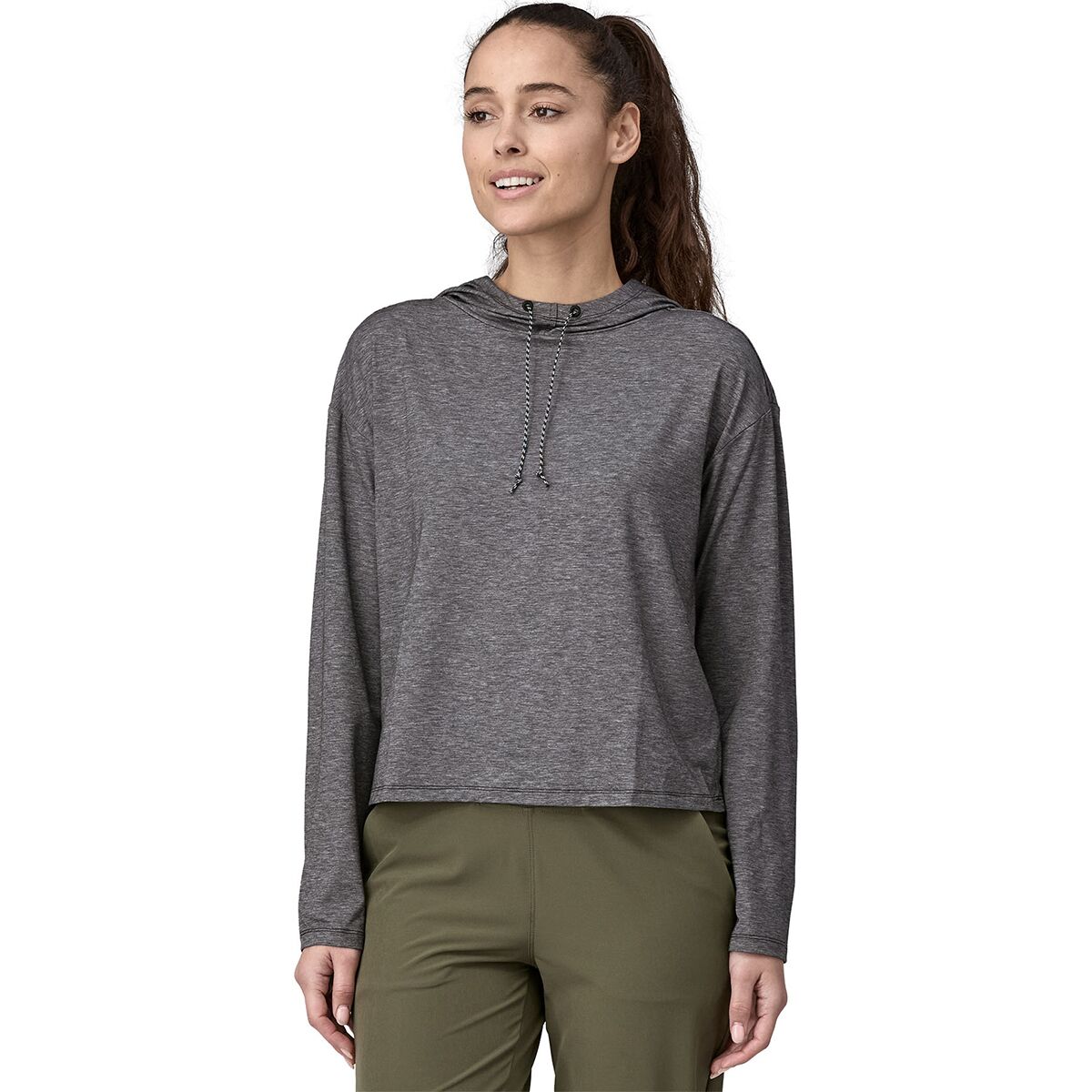 Image of Patagonia Long-Sleeve Glorya Hooded Top - Women's Ink Black, L