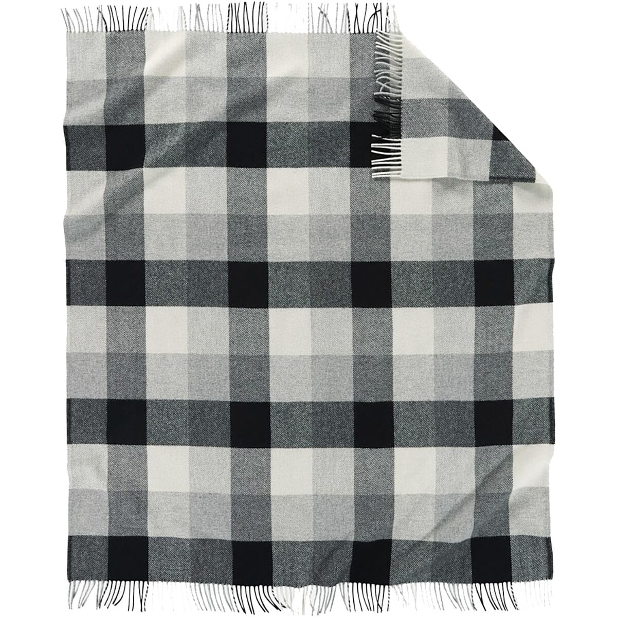 Image of Pendleton Eco-Wise Wool Washable Fringe Throw Blanket Black/Ivory, One Size