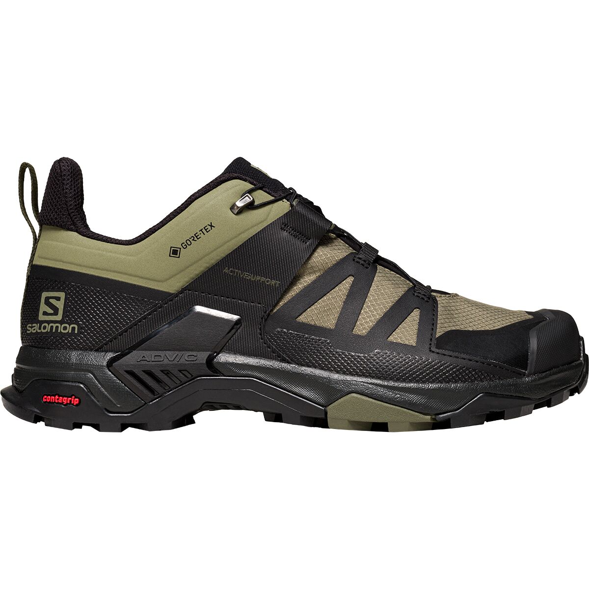 Image of Salomon X Ultra 4 GTX Wide Hiking Shoe - Men's Deep Lichen Green/Black/Olive Night, US 10.5/UK 10.0