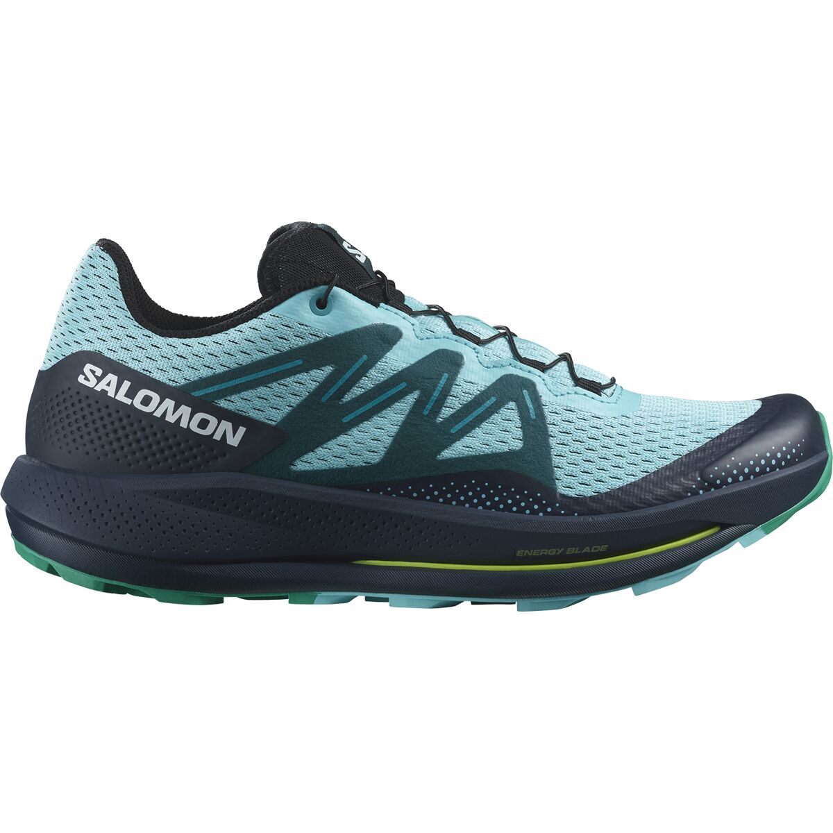 Image of Salomon Pulsar Trail Running Shoe - Men's Blue Radiance Carbon Emerald, US 11.0/UK 10.5