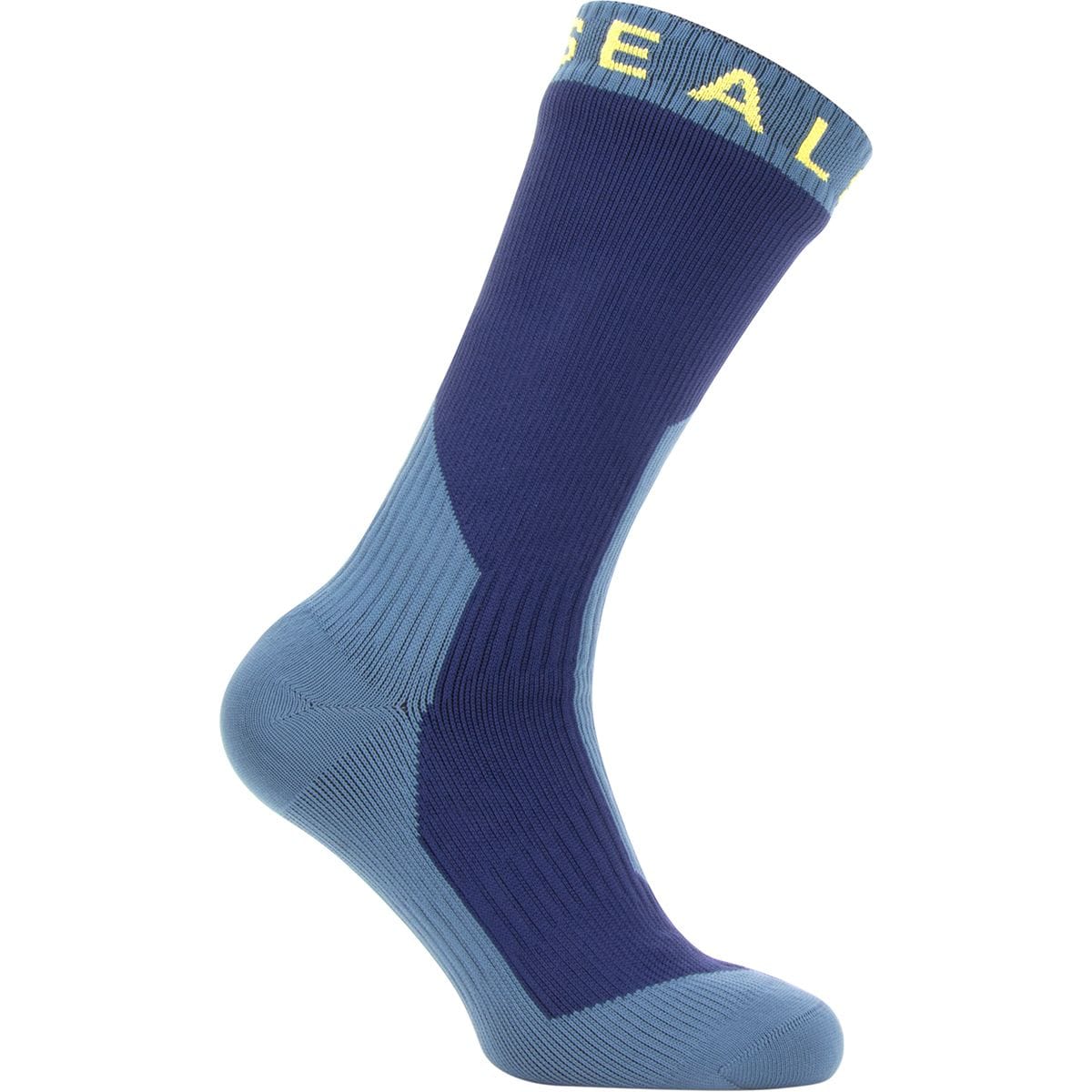 Image of SealSkinz Trekking Mid Length Waterproof Merino Sock Navy Blue/Yellow, L