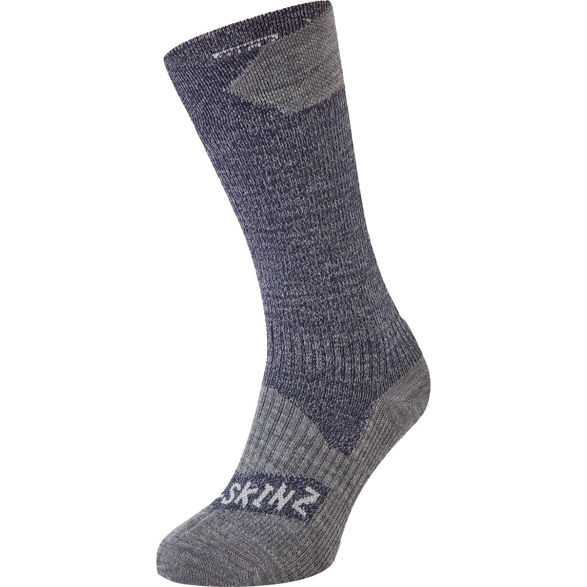 Image of SealSkinz Raynham Waterproof All Weather Mid Length Sock Blue/Grey Marl, L