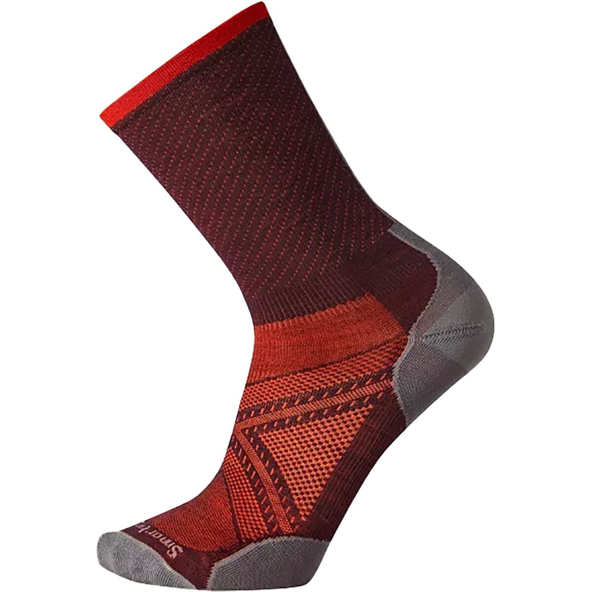 Image of Smartwool Performance Run Ultra Light Pattern Crew Sock Bordeaux, L