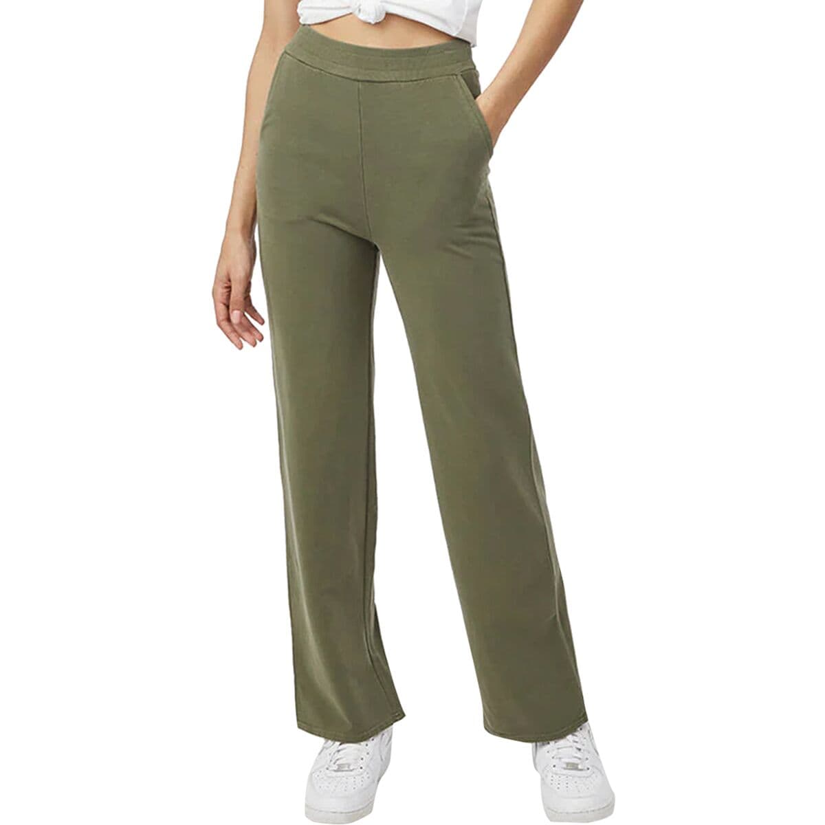 Image of Tentree French Terry Wide Leg Sweatpant - Women's Olive Night Green, M